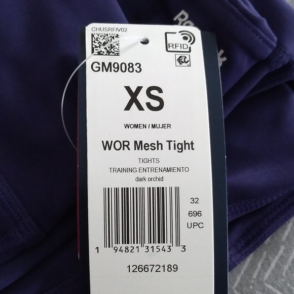 🆕Reebok Women's Training Essentials Workout Mesh Leggings, Dark Orchid, XS, NWT - Picture 6 of 12